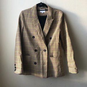 DOUBLE BREASTED STRUCTURED PLAID BLAZER